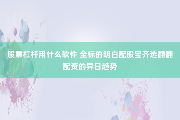 股票杠杆用什么软件 全标的明白配股宝齐选翻翻配资的异日趋势