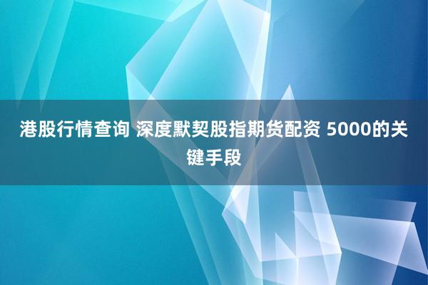 港股行情查询 深度默契股指期货配资 5000的关键手段